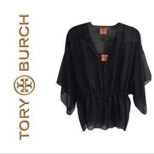 Tory Burch "Margarete" Black Tunic-Style Blouse and Matching Camisole Set